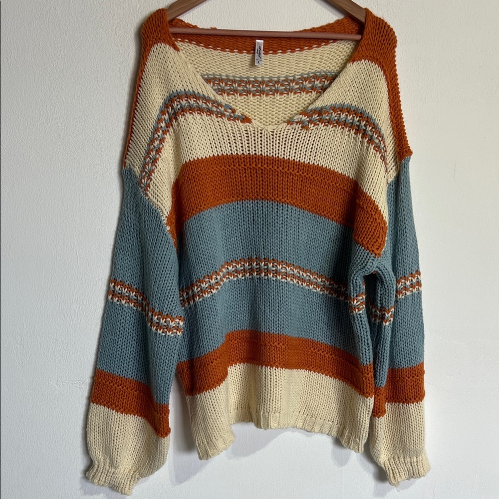 Cozy oversized Multicolor V-Neck Sweater
